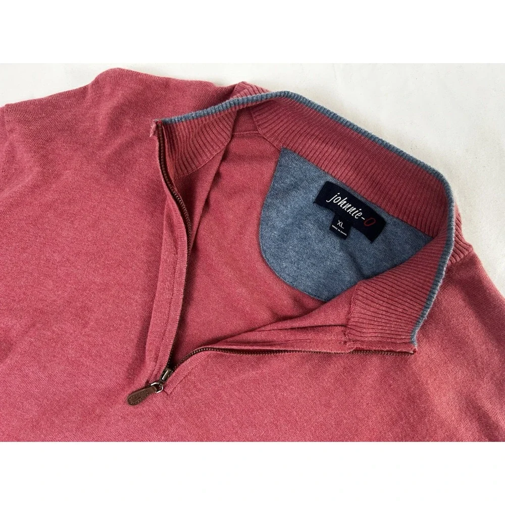 Johnnie-O Men's 1/4 Zip Pullover Silk Blend Sweater Men's Salmon XL